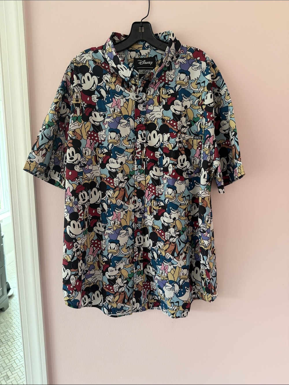 Disney Men’s Short-Sleeve Button-Front Character Shirt - Black, Blue, Red